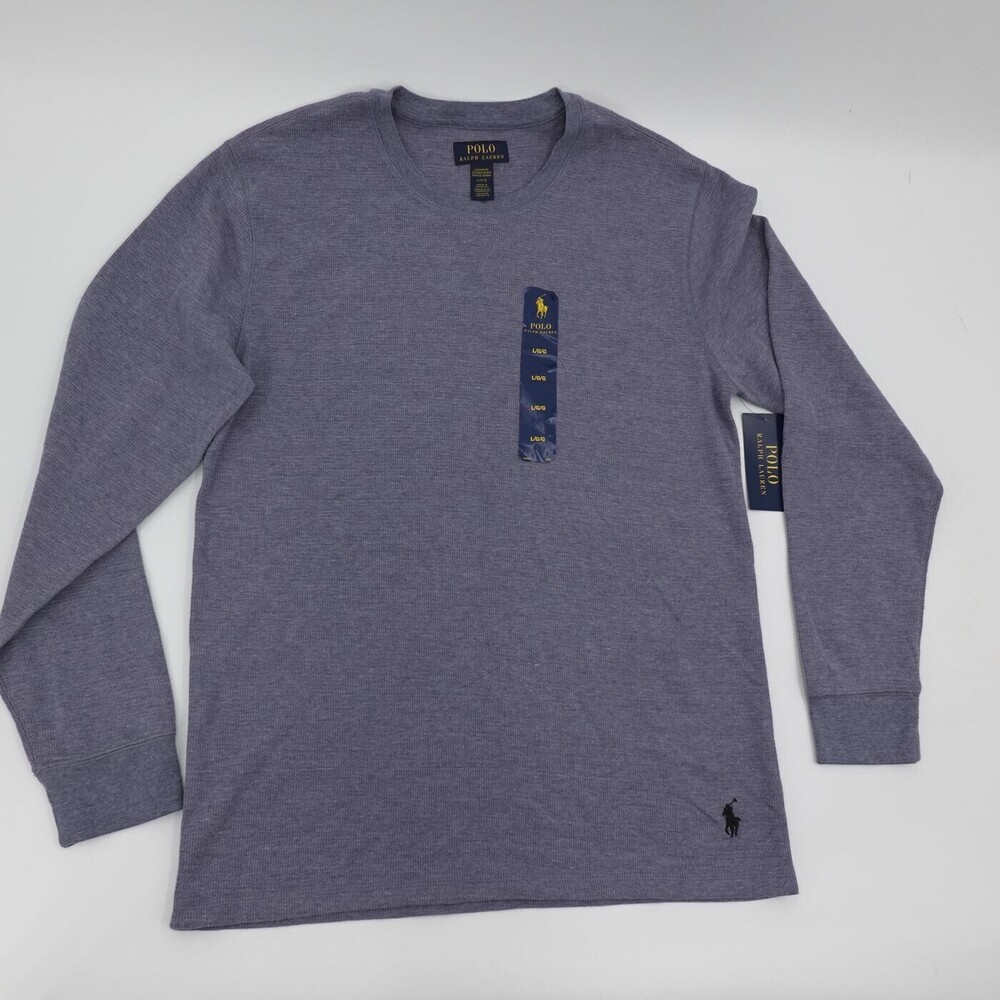 Polo Ralph Lauren Sleepwear Shirt Mens Large Gray Long Sleeve Thermal Waffle
